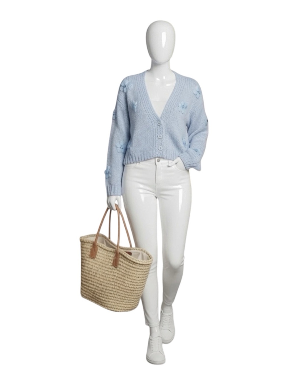 BAEVELY baby blue floral cardigan S M L